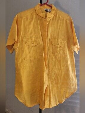 Gitano Yellow Short-Sleeve Button-Front Blouse